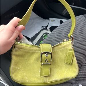 Coach Lime Green Suede Shoulder Bag